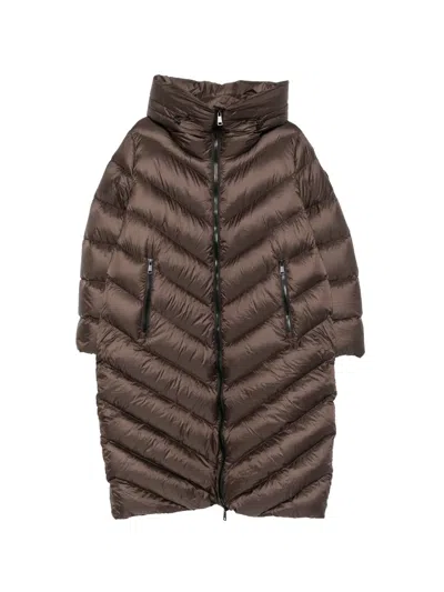 Sergio Moretti Firenze Quilted Hooded Coat In Brown