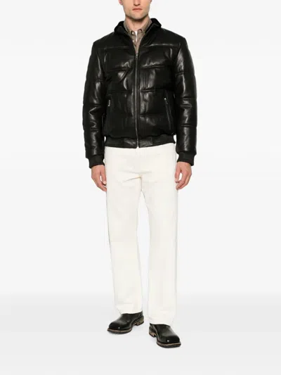Sergio Moretti Firenze Quilted Leather Jacket In Black