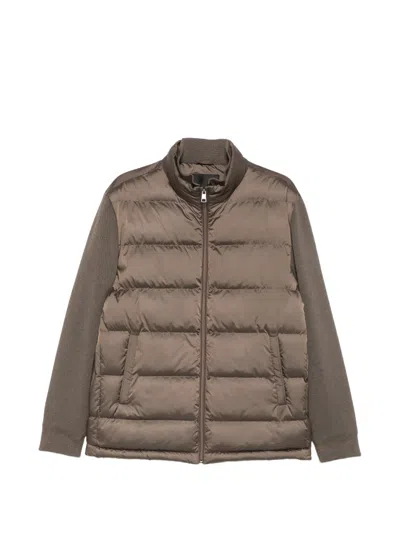 Sergio Moretti Firenze Quilted Panelled Jacket In Brown