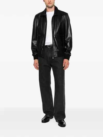 Sergio Moretti Firenze Ribbed-trim Leather Jacket In Multi