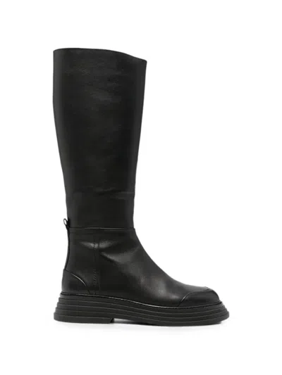 Sergio Moretti Firenze Ridged-sole Knee-high Boots In Black