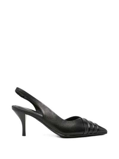 Sergio Moretti Firenze Ruched Pointed-toe Slingback Pumps In Black