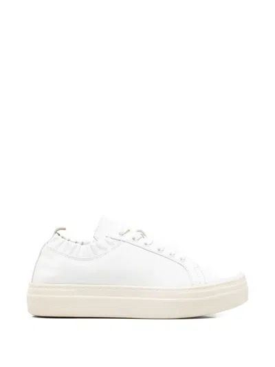 Sergio Moretti Firenze Ruched-trim Platform Sneakers In White