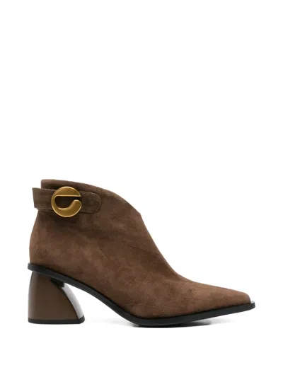 Sergio Moretti Firenze Sculptural-heel Suede Ankle Boots