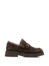 Sergio Moretti Firenze 시어링 안감 버클 디테일 로퍼 In Brown