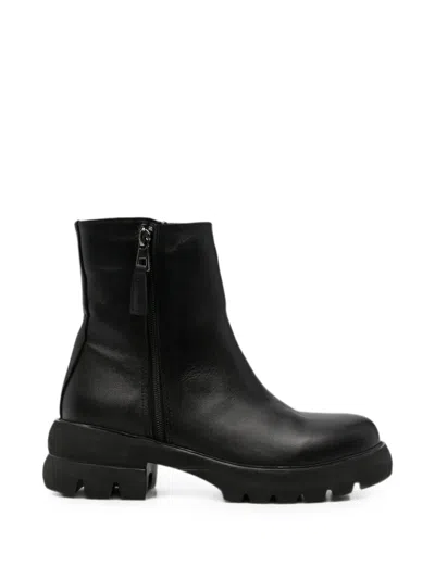 Sergio Moretti Firenze Side-zip Lug-sole Ankle Boots In Black