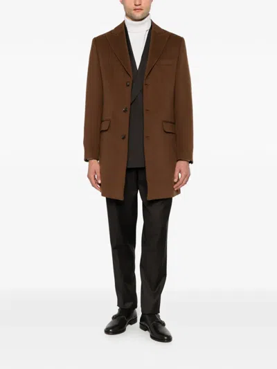 Sergio Moretti Firenze Single-breasted Notched-lapel Coat In Brown