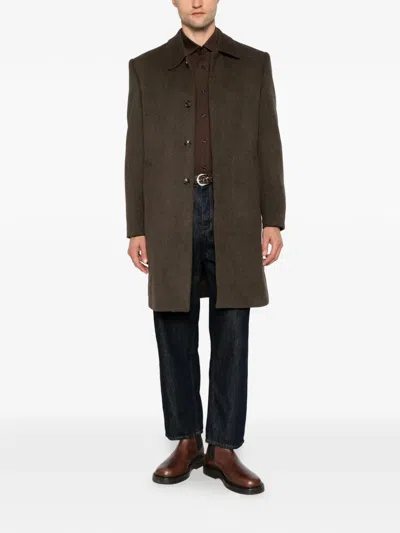 Sergio Moretti Firenze Single-breasted Spread-collar Coat In Brown