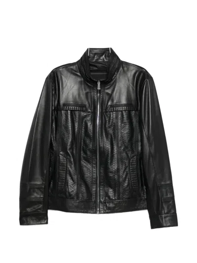 Sergio Moretti Firenze Snakeskin-effect Panelled Jacket In Black