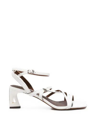 Sergio Moretti Firenze Strappy Geometric-heel Sandals In White