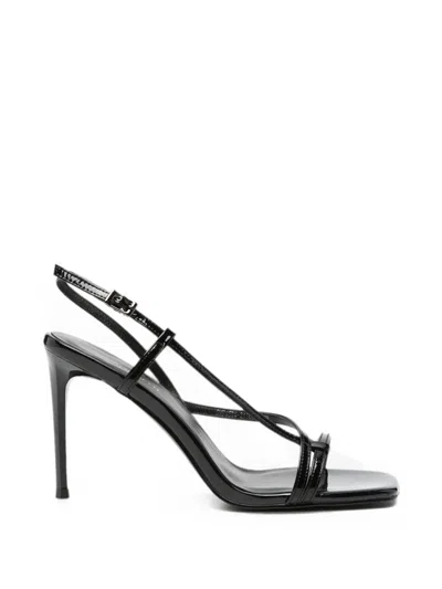 Sergio Moretti Firenze Strappy Patent-finish Sandals In Black