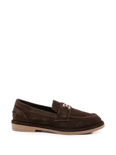 Sergio Moretti Firenze Suede Horsebit Loafers In Brown