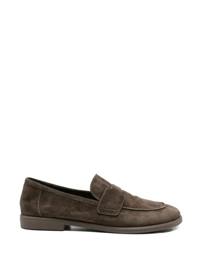 Sergio Moretti Firenze Suede Penny Loafers In Brown