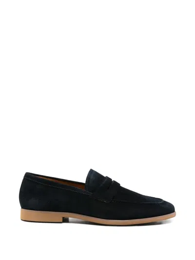 Sergio Moretti Firenze Suede Penny Slot Loafers In Blue