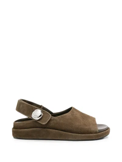 Sergio Moretti Firenze Suede Slingback Sandals In Brown