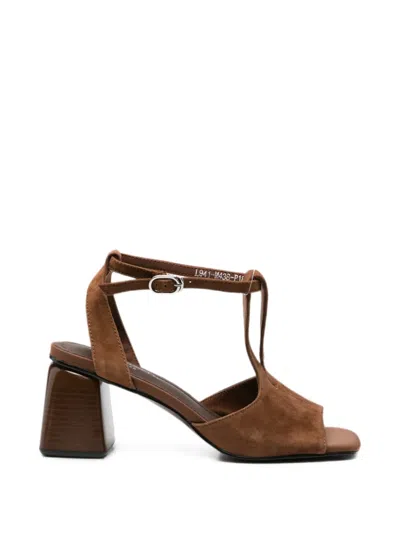 Sergio Moretti Firenze Suede T-bar Sandals In Animal Print