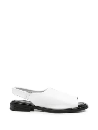 Sergio Moretti Firenze Touch-strap Leather Sandals In White