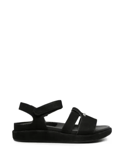 Sergio Moretti Firenze Touch-strap Logo-plaque Sandals In Black