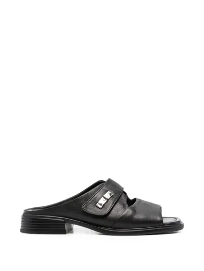 Sergio Moretti Firenze Turn-lock Leather Sandals In Multi