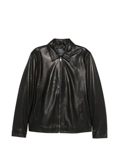 Sergio Moretti Firenze Whipstitch-trim Leather Jacket In Black