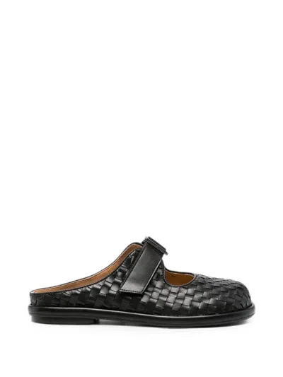 Sergio Moretti Firenze Woven Buckle-fastening Slippers In Black