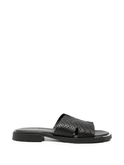 Sergio Moretti Firenze Woven Leather Sandals In Black