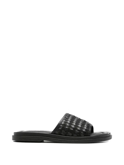Sergio Moretti Firenze Woven-strap Slides In Black