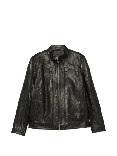 Sergio Moretti Firenze Zip-up Leather Jacket In Black