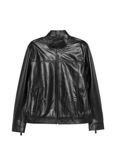 Sergio Moretti Firenze Zip-up Leather Jacket In Black