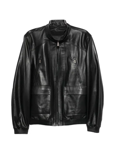 Sergio Moretti Firenze Zip-up Leather Jacket In Black