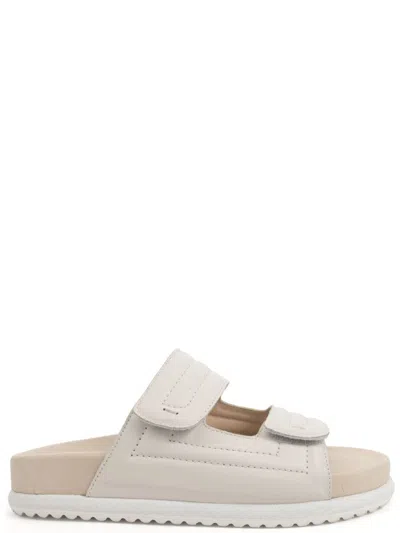 Sergio Moretti Gold Cow Leather Mules With Textile Lining In Neutral