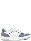 Sergio Moretti Grey Cow Leather Trainers In Blue