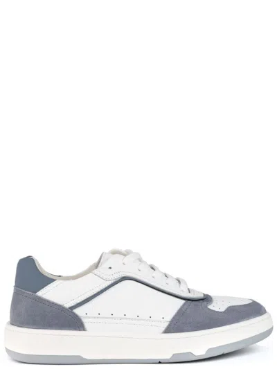 Sergio Moretti Grey Cow Leather Trainers In Blue