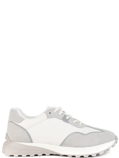 Sergio Moretti Light Grey Leather And Suede Casual Trainers In Animal Print
