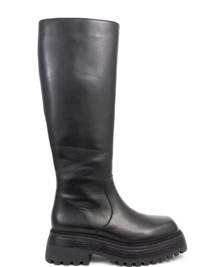 Sergio Moretti Long Boots With Sole And Side Zipper In Black
