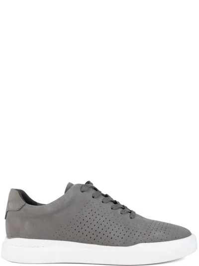 Sergio Moretti Nubuck Trainers With Breathable Perforations In Gray
