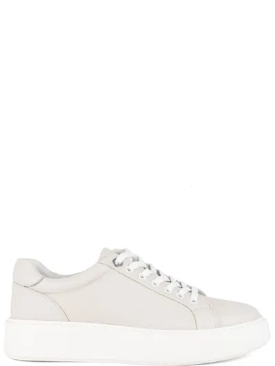 Sergio Moretti White Leather Trainers In Neutral