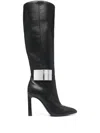 Sergio Rossi 100mm Logo-plaque Leather Boots In Black