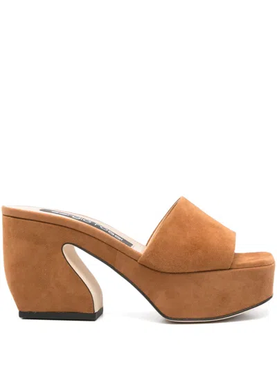 Sergio Rossi 100mm Sr Si Rossi Mules In Brown