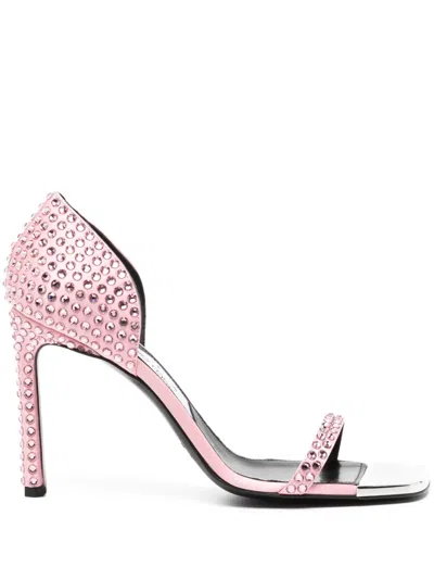 Sergio Rossi 100mm Studded Leather Sandals In Pink