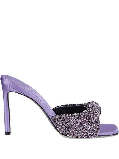 SERGIO ROSSI 115MM CRYSTAL-EMBELLISHED SATIN SANDALS