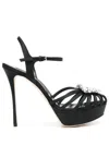 Sergio Rossi 120mm Crystal-detailing Sandals In Black