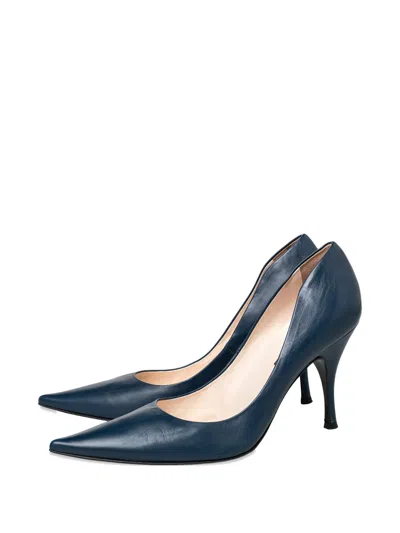Pre-owned Sergio Rossi 130mm Leather Heeled Pumps In Blue