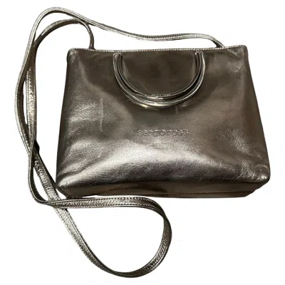Pre-owned Sergio Rossi 1990s Bronze Leather And Silver Tone Hardware Shoulder Bag By