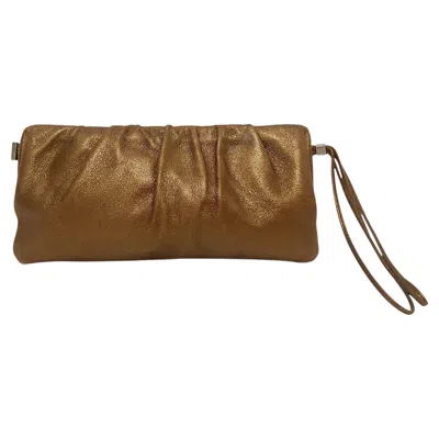 Pre-owned Sergio Rossi 2000s  Vintage Brown Copper Leather Clutch Bag