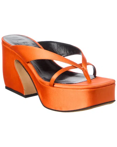 Sergio Rossi 45 Satin Platform Sandal In Orange