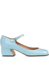 Sergio Rossi 45mm Si Patent Leather Ankle-strap Pumps In Blue