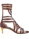 Sergio Rossi 50mm Leather Cut-out Sandals In Brown