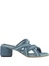 Sergio Rossi 50mm Watamu Knotted Denim Sandals In Blue