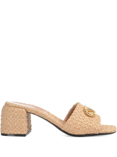 Sergio Rossi 55mm Surge Block-heel Mules In Neutral